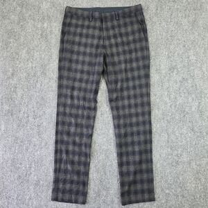 Bonobos Wool Blend Italian Knit Buffalo Check Pants 36x33 Athletic Navy Grey
